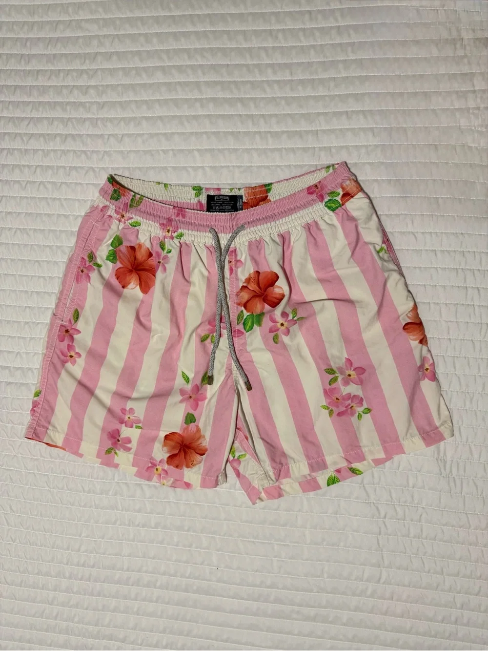 Vilebrequin Floral Stripe Drawstring Men Swim Shorts